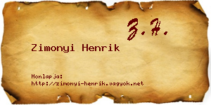 Zimonyi Henrik névjegykártya
